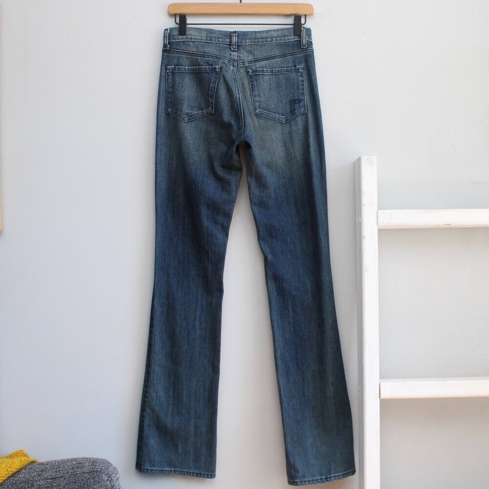 ROGAN Women's Blue Derringer Natural Waist Shaped Leg Shoe-Cut Jeans USA Size 26 - Picture 2 of 8